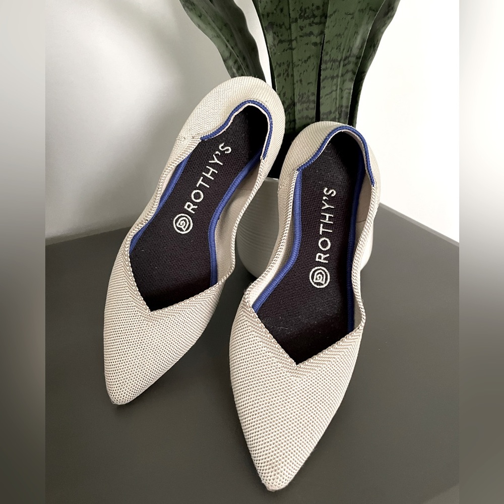 Rothy’s “the point” flat in beige